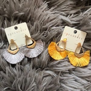 New in fringe earrings!! Orange/gold and gray/gold